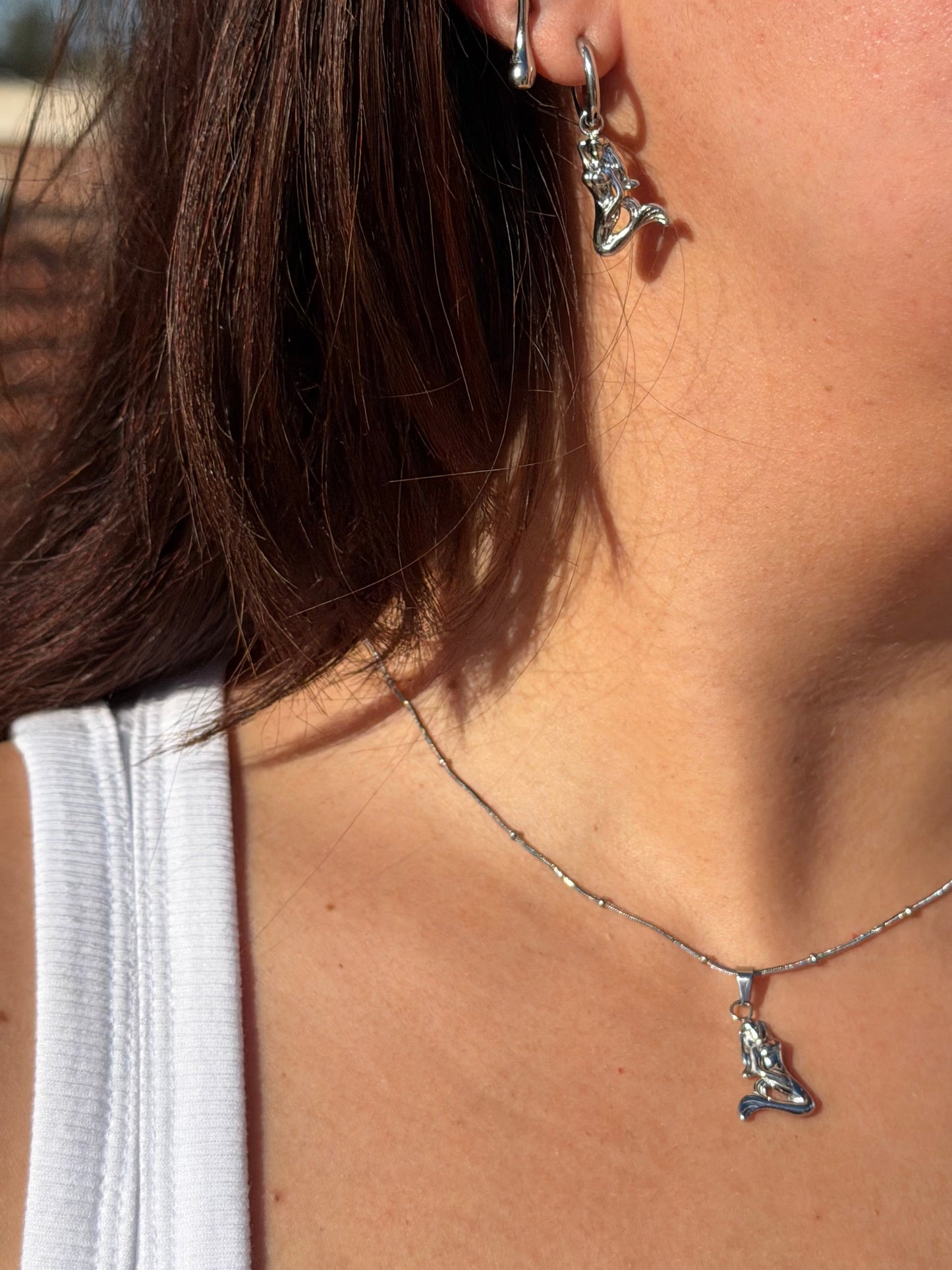 COLAR CORRENTE COM SEREIA EM AÇO INOXIDÁVEL