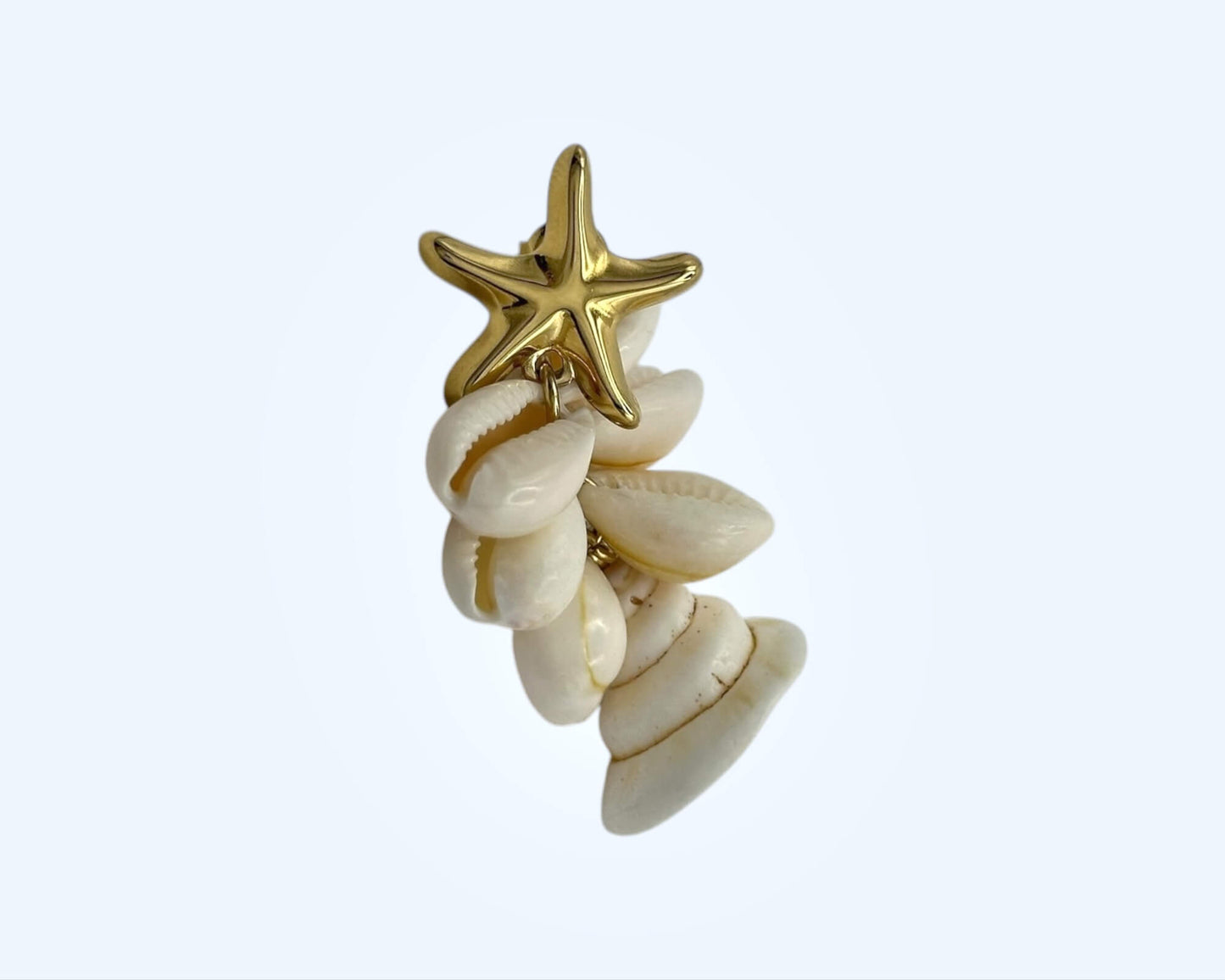 STARFISH STAINLESS STEEL EARRINGS WITH NATURAL COWRIE SHELLS