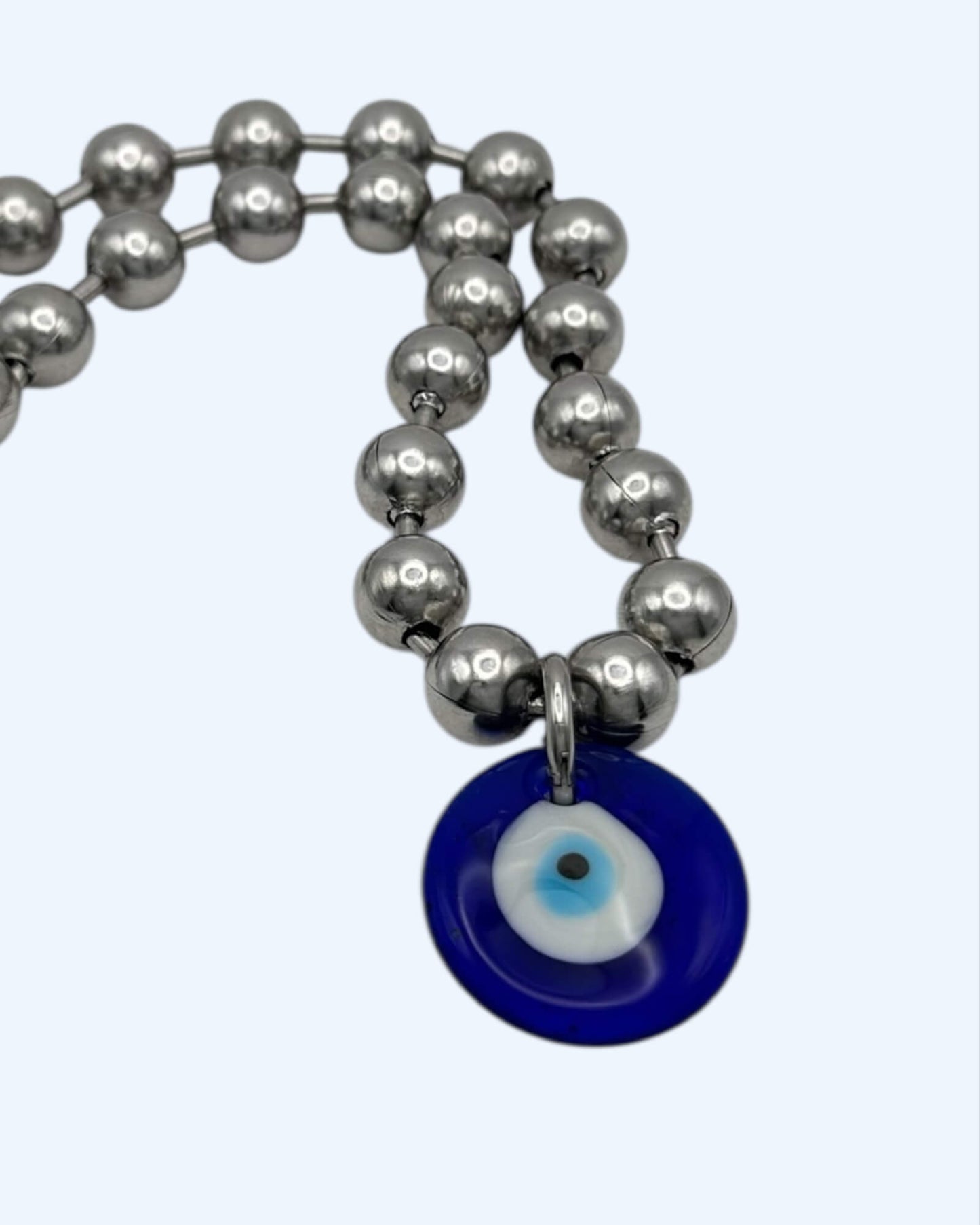 COLLAR DE ACERO INOXIDABLE CON MEDALLÓN OJO TURCO