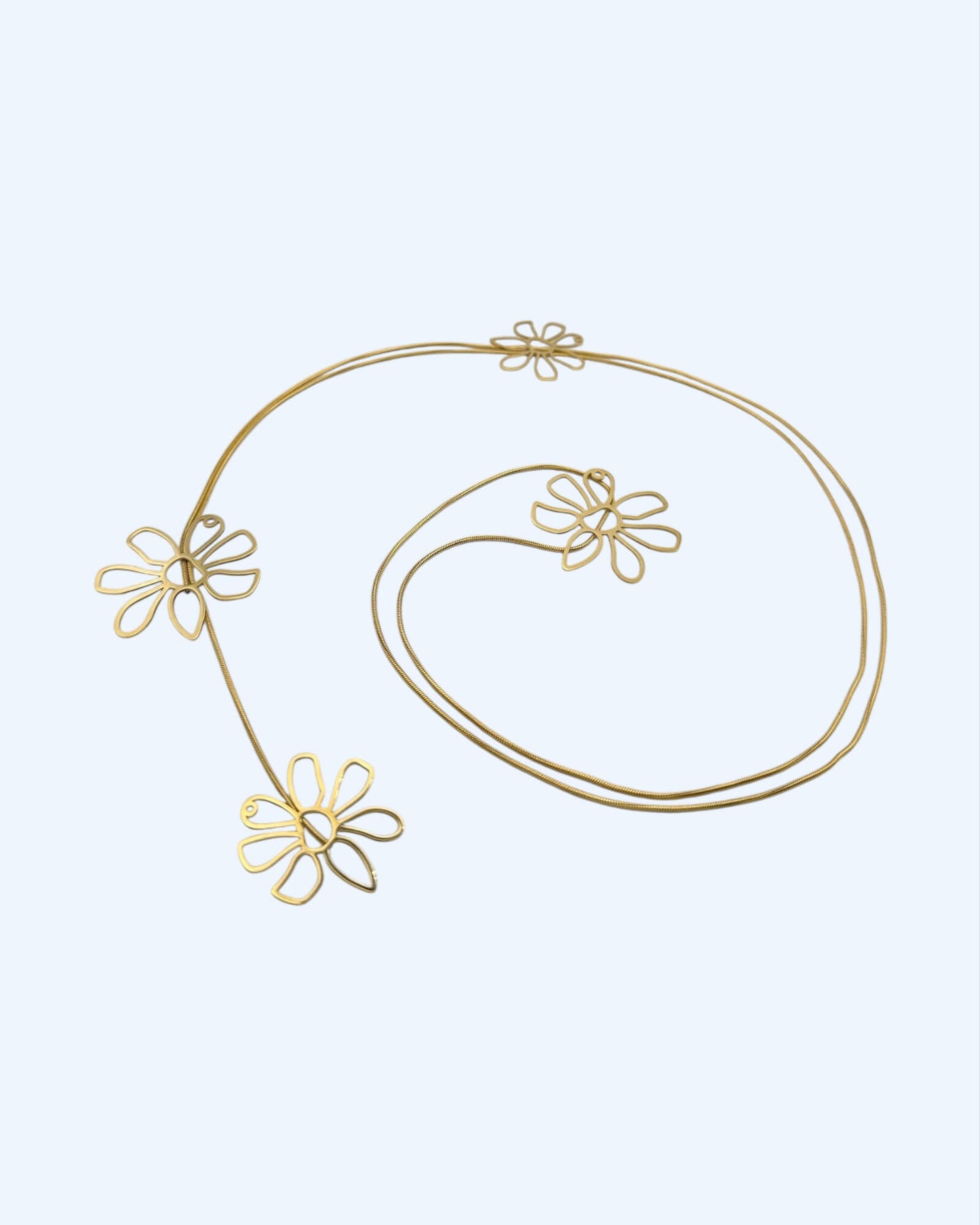 COLAR CORRENTE COM FLORES em aço inoxidável