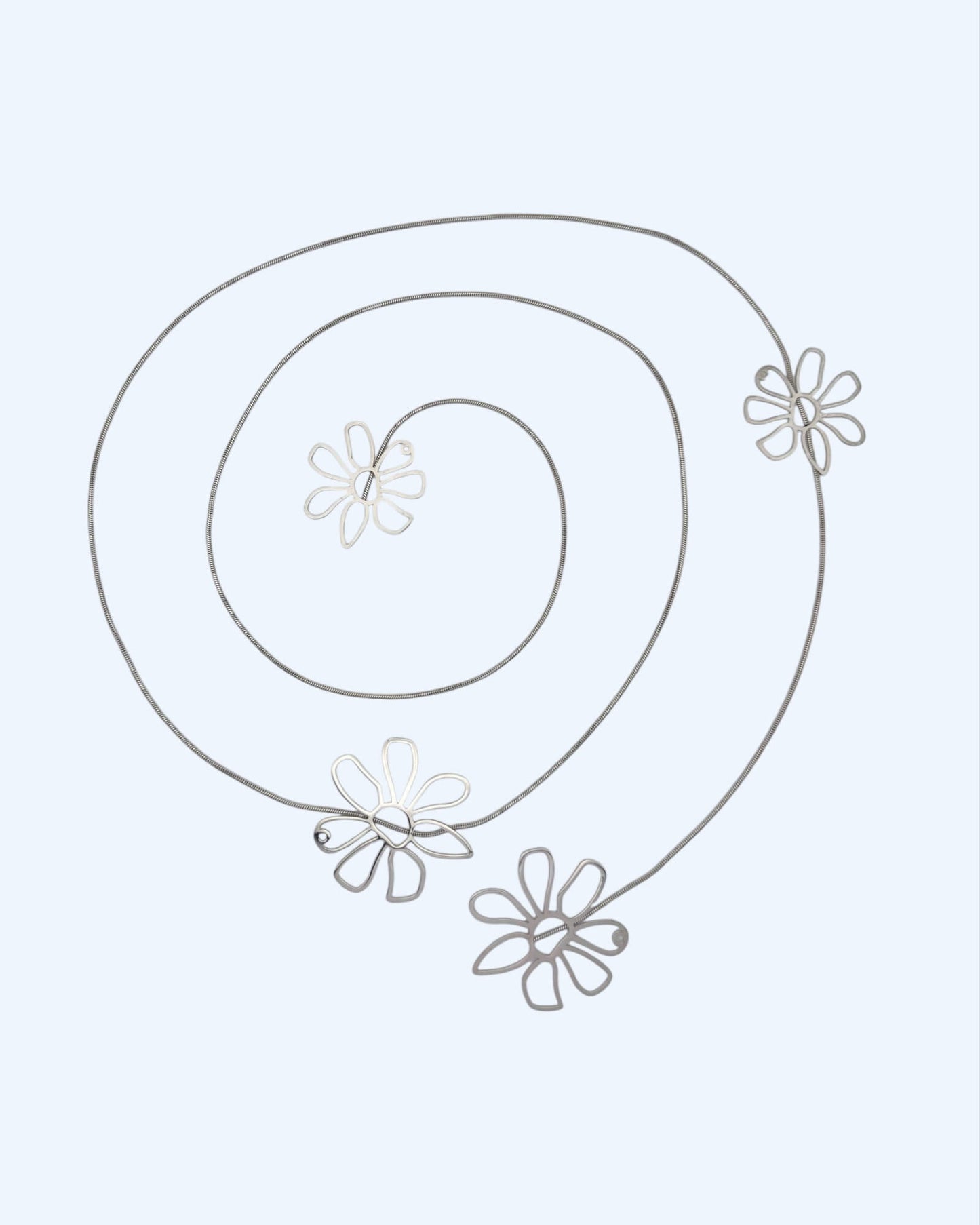 COLAR CORRENTE COM FLORES em aço inoxidável