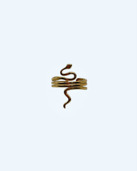 ANEL SERPENTE REAL DOURADO EM AÇO INOXIDÁVEL AJUSTÁVEL