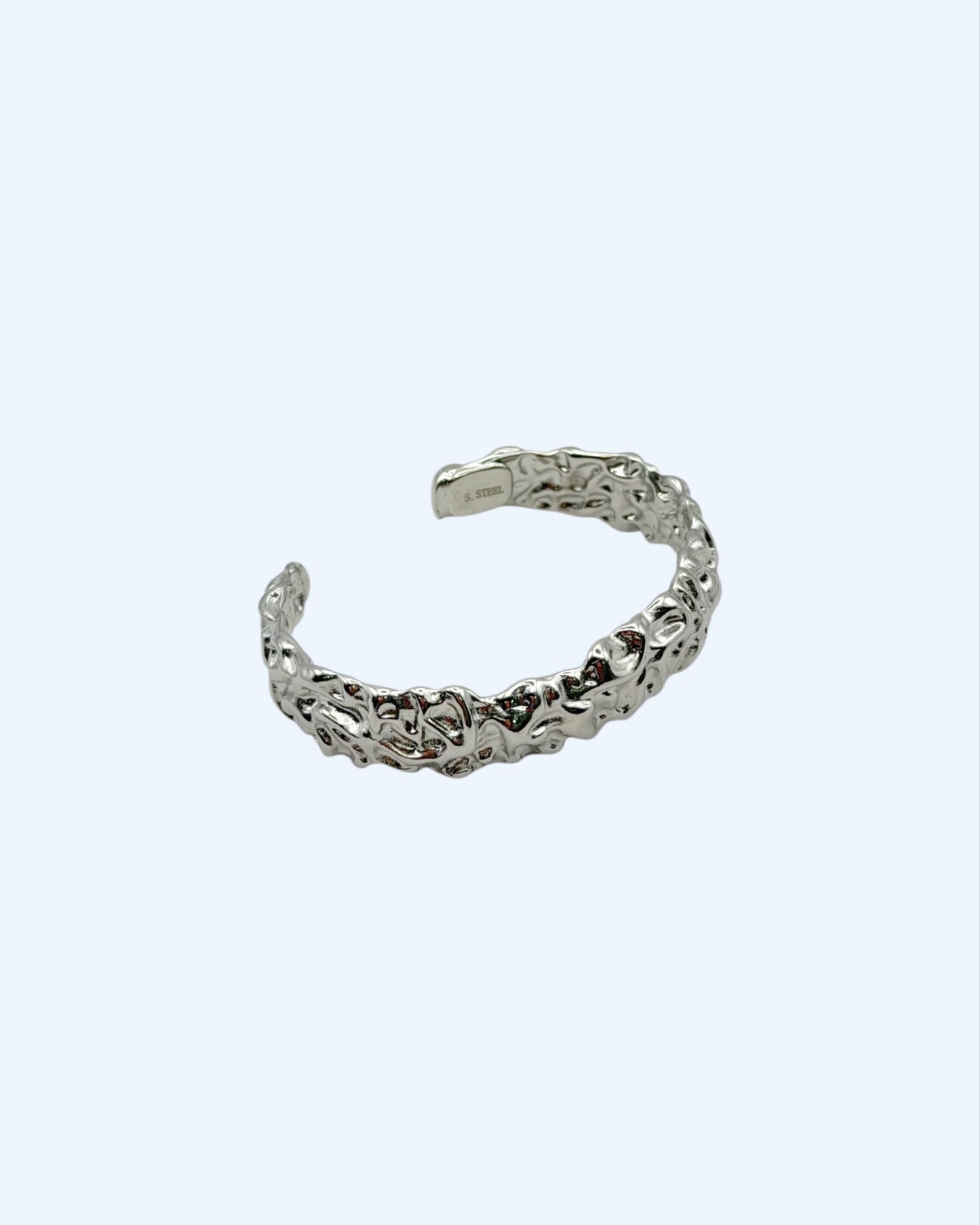 ROOT - PULSEIRA BRACELETE CUFF TEXTURA RÍGIDA EM AÇO INOXIDÁVEL