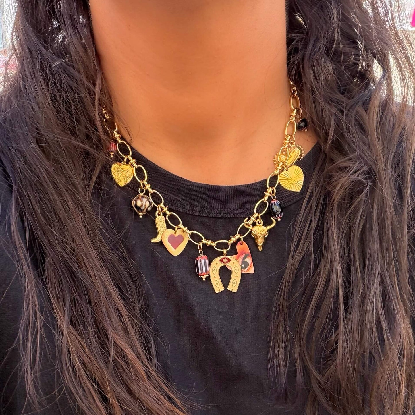 COLAR CORRENTE DOURADO WESTERN EM AÇO INOXIDÁVEL