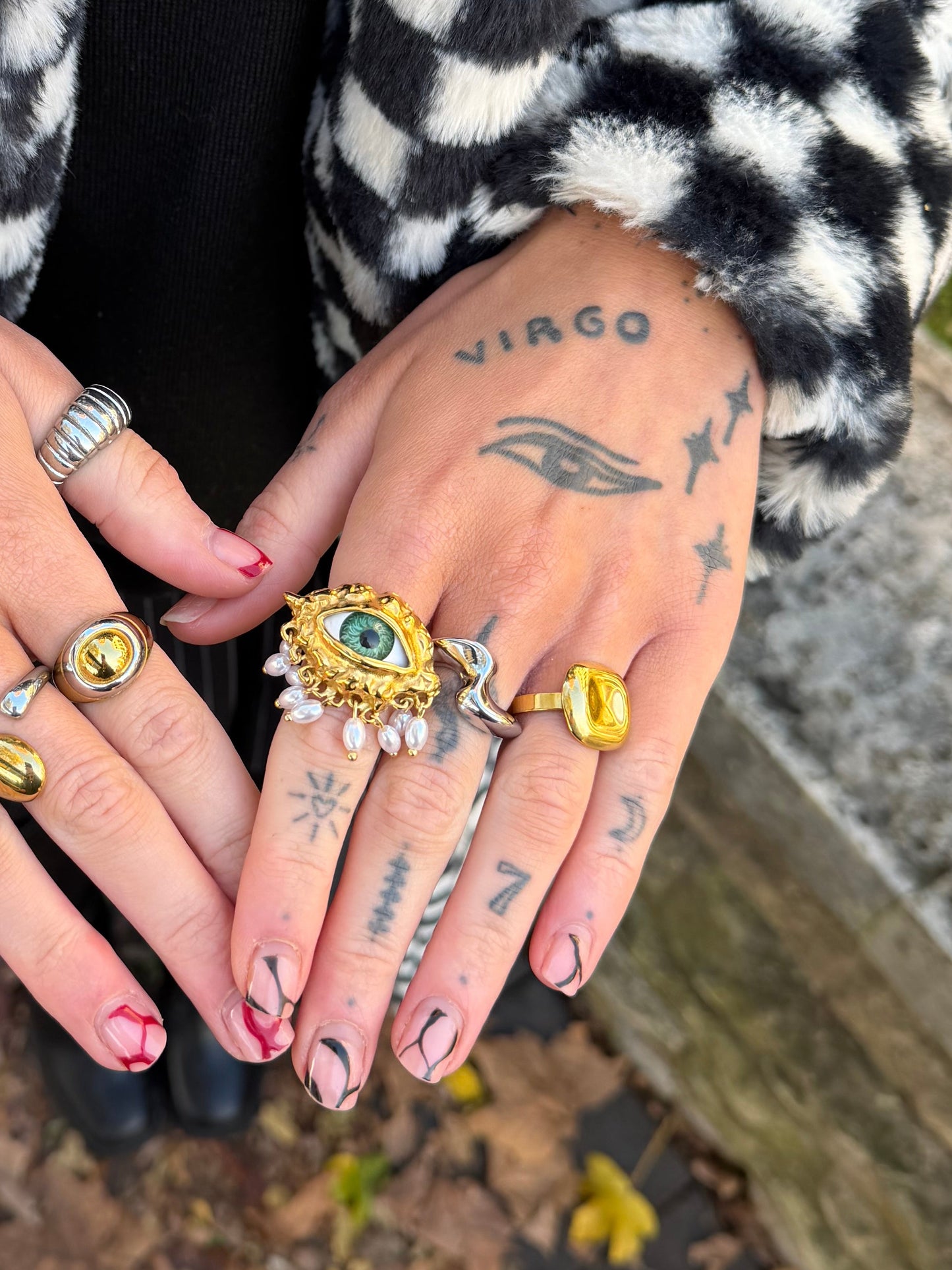 ANEL SQUARE DOME EM AÇO INOXIDÁVEL AJUSTÁVEL