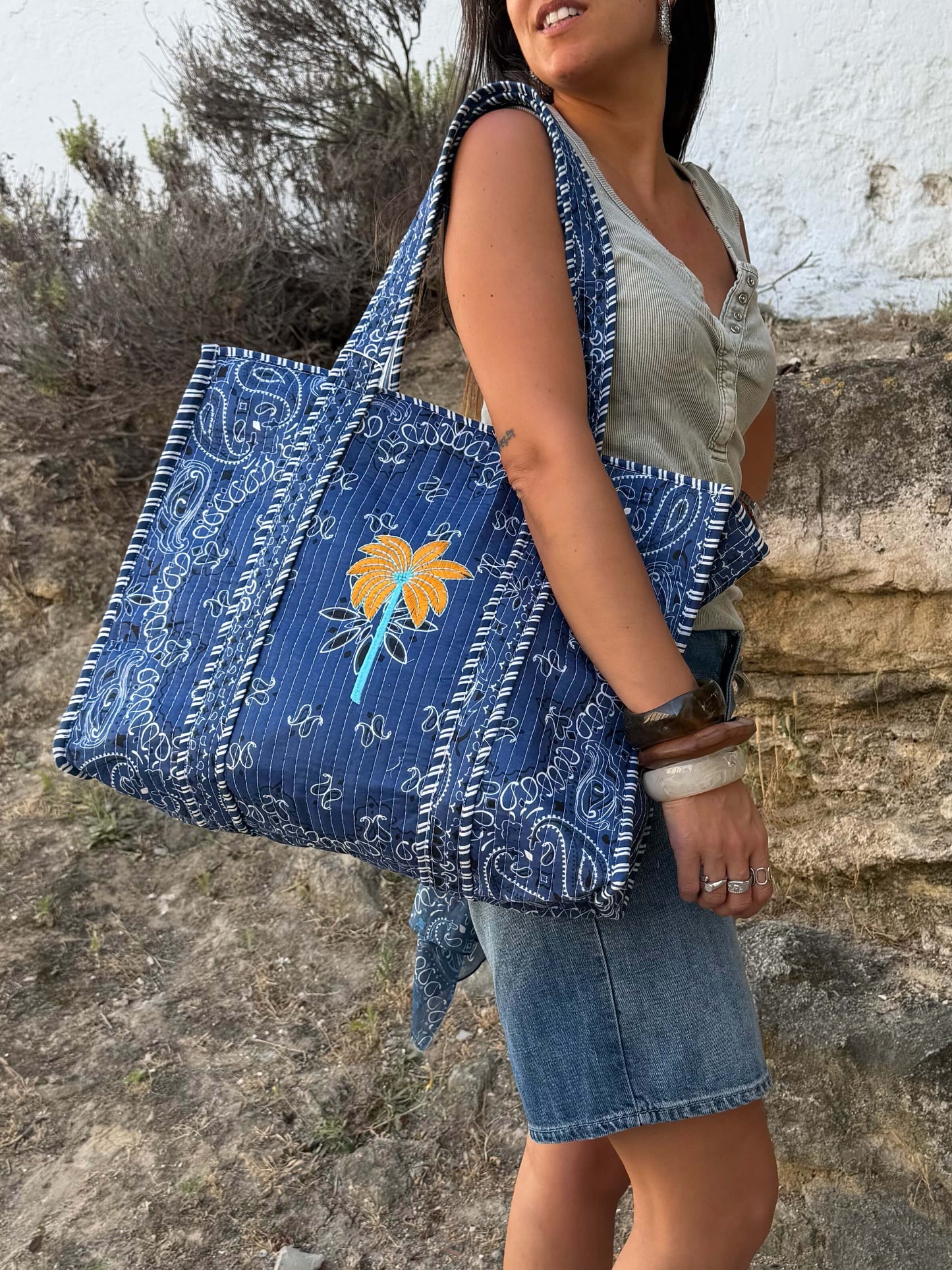 MALA BANDANA SHOPPER GRANDE AZUL