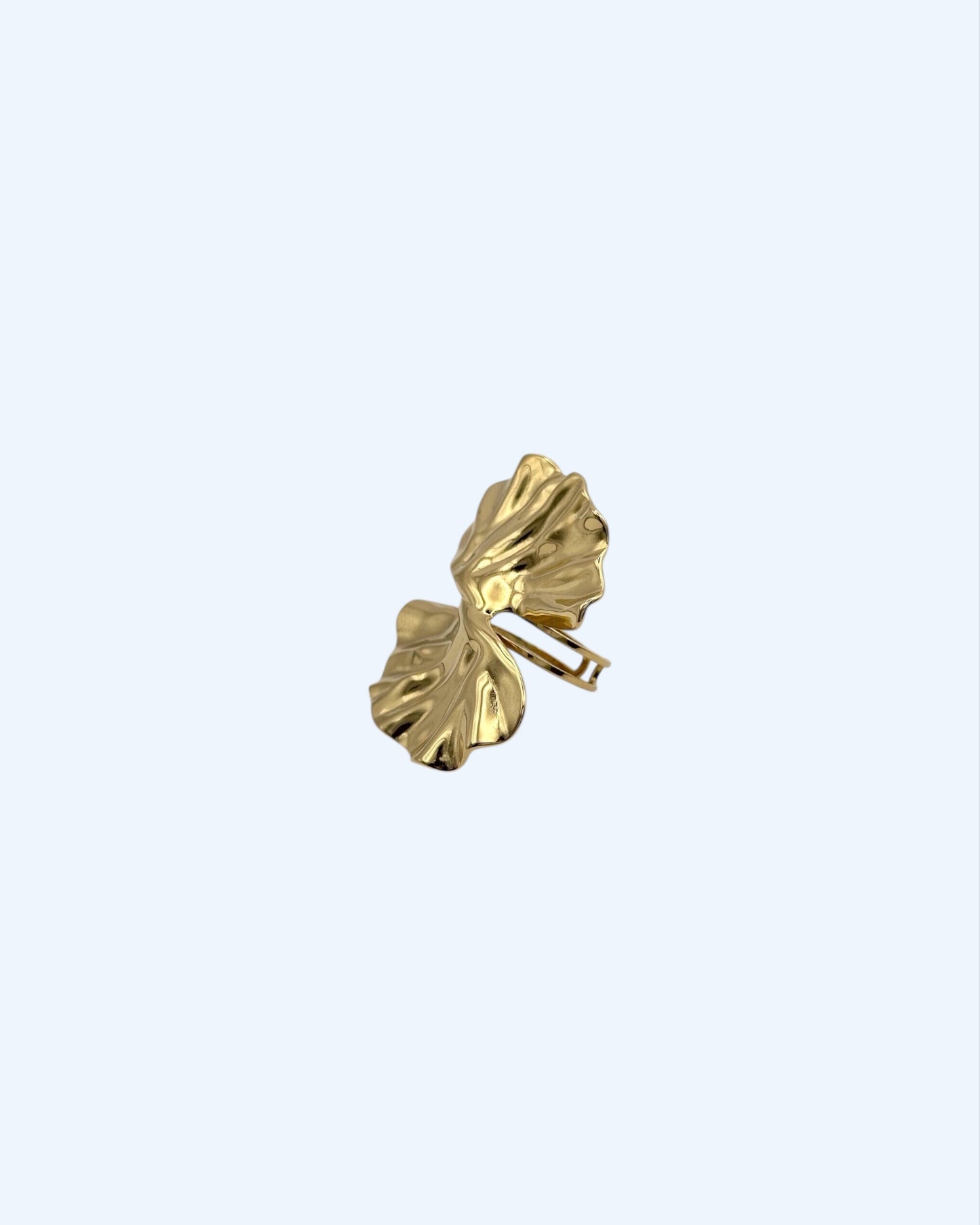 ANEL FOLHA MAXI DOURADO AJUSTÁVEL EM AÇO