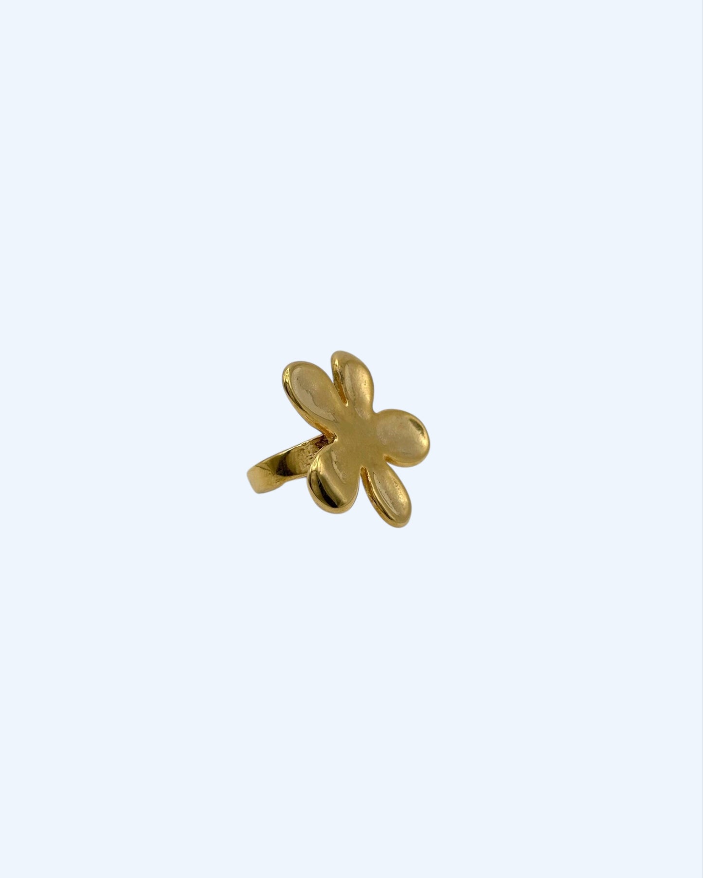 ANEL DOURADO EM AÇO BOLD COM FLOR