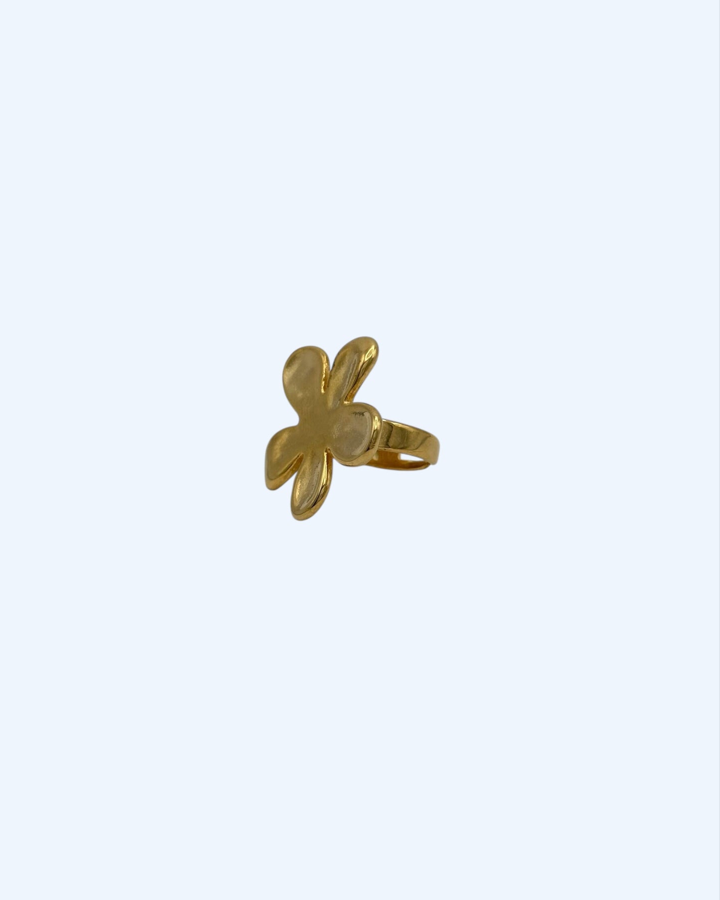 ANEL DOURADO EM AÇO BOLD COM FLOR