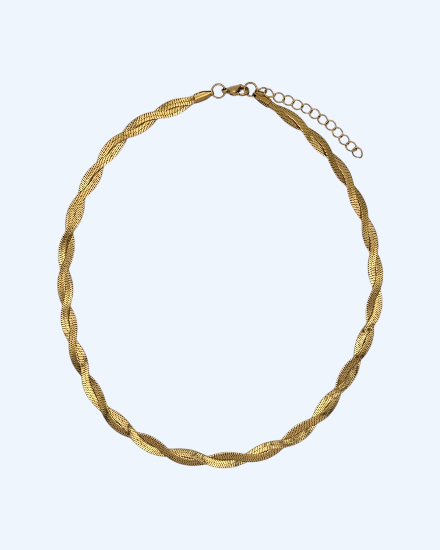 COLAR DOURADO COM MALHA DUPLA TRANÇADA em aço inoxidável