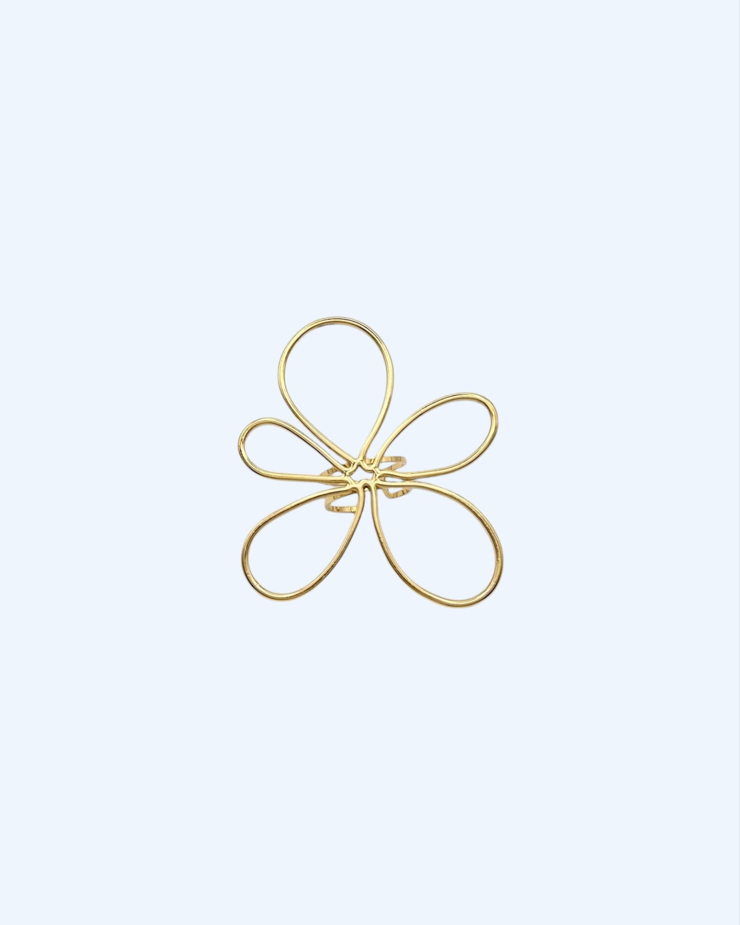 ANEL FLOR MAXI EM AÇO DOURADO