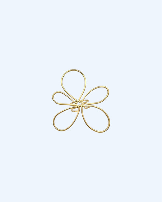 ANEL FLOR MAXI EM AÇO DOURADO