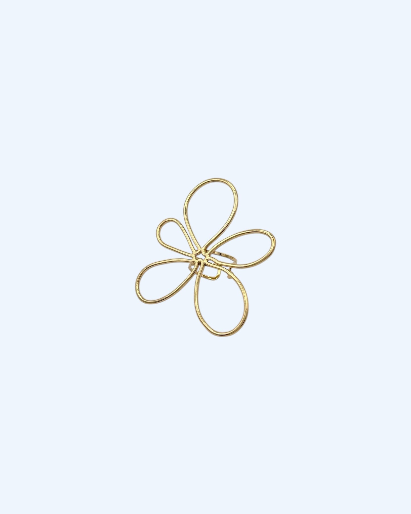 ANEL FLOR MAXI EM AÇO DOURADO