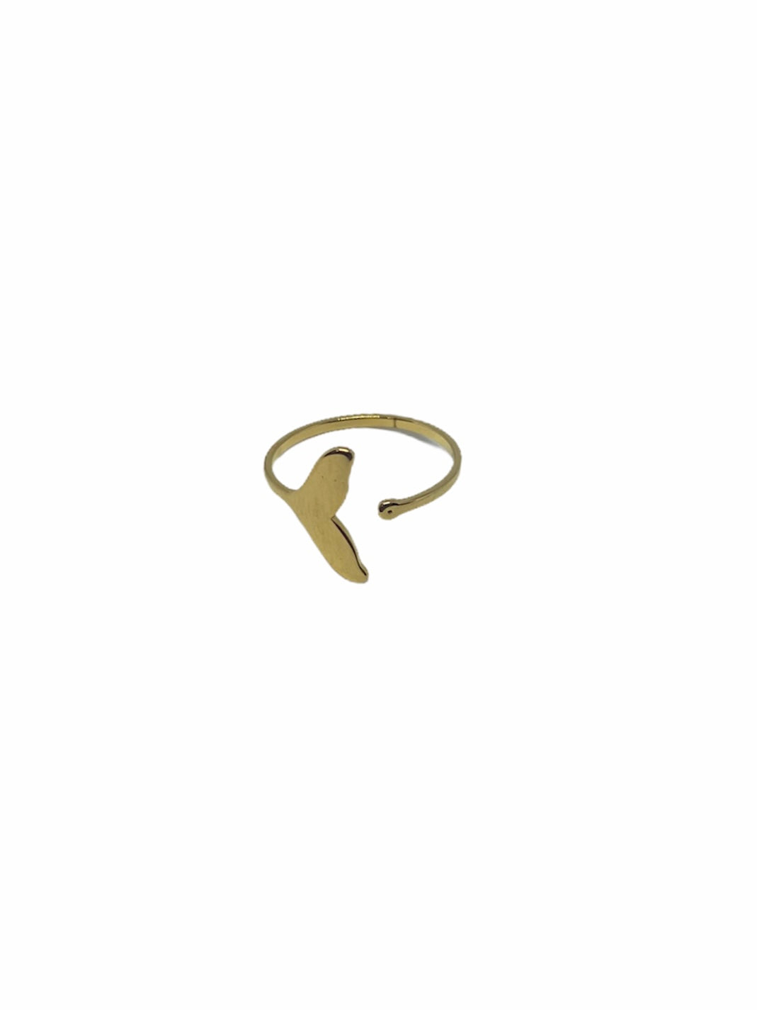 Anel dourado em forma de barbatana ajustável em Aço Inoxidável. Anel com barbatana à volta do dedo. Anel com barbatana de sereia, golfinho ou baleia.