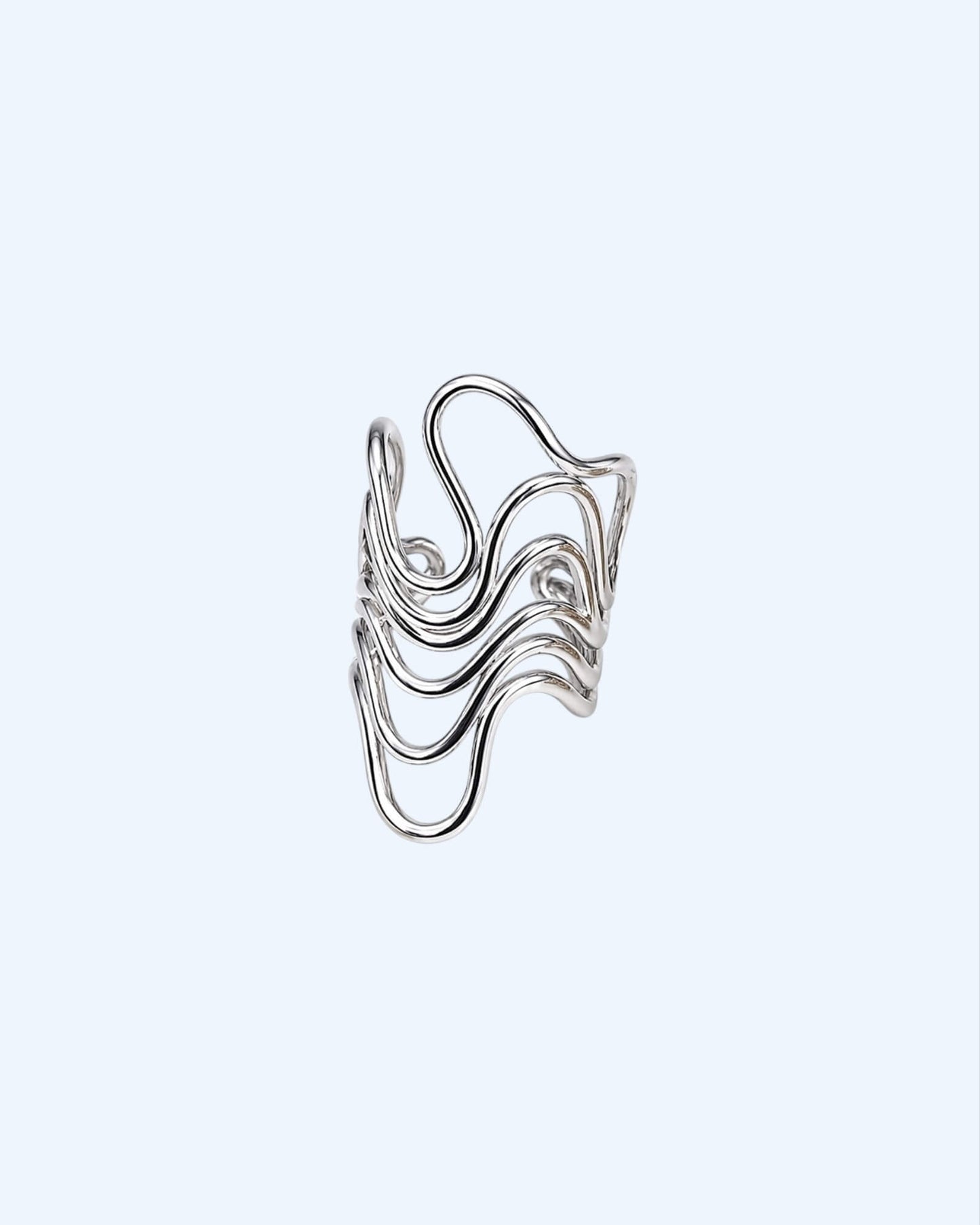 LONG MINIMALIST CURVED RING IN STAINLESS STEEL