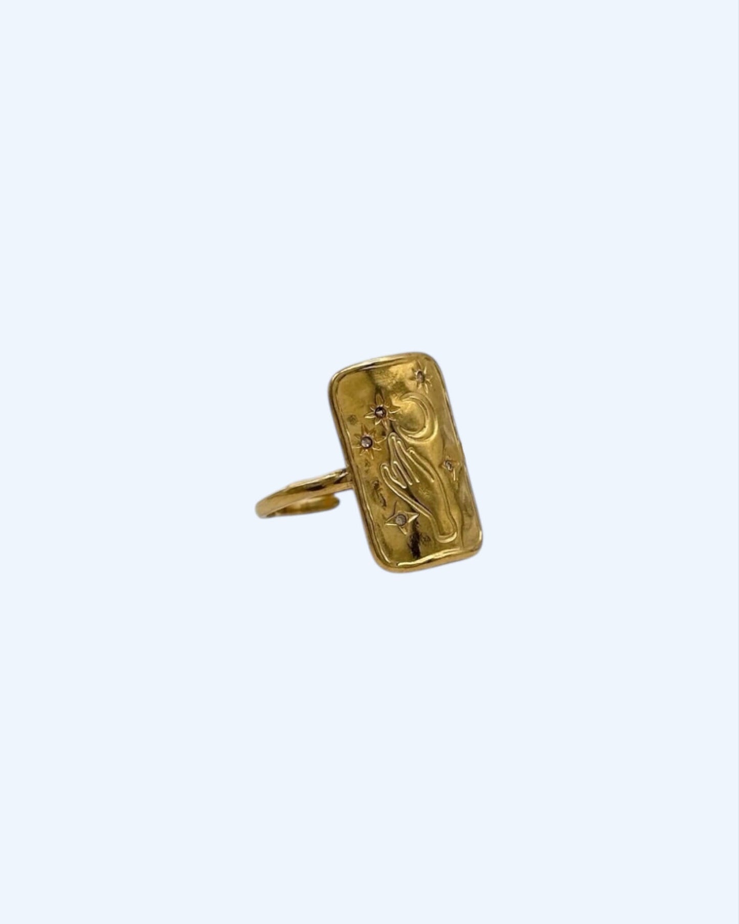 ANEL MÍSTICO DOURADO OU PRATEADO em aço inoxidável