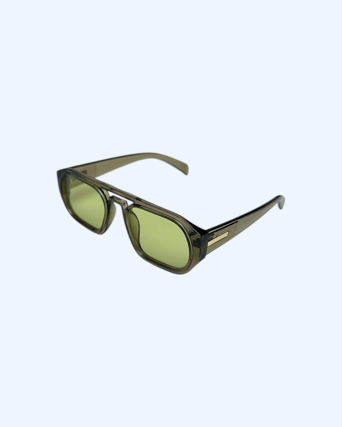Lenny – Óculos Reto Oversized Transparente e Lentes Match Verde