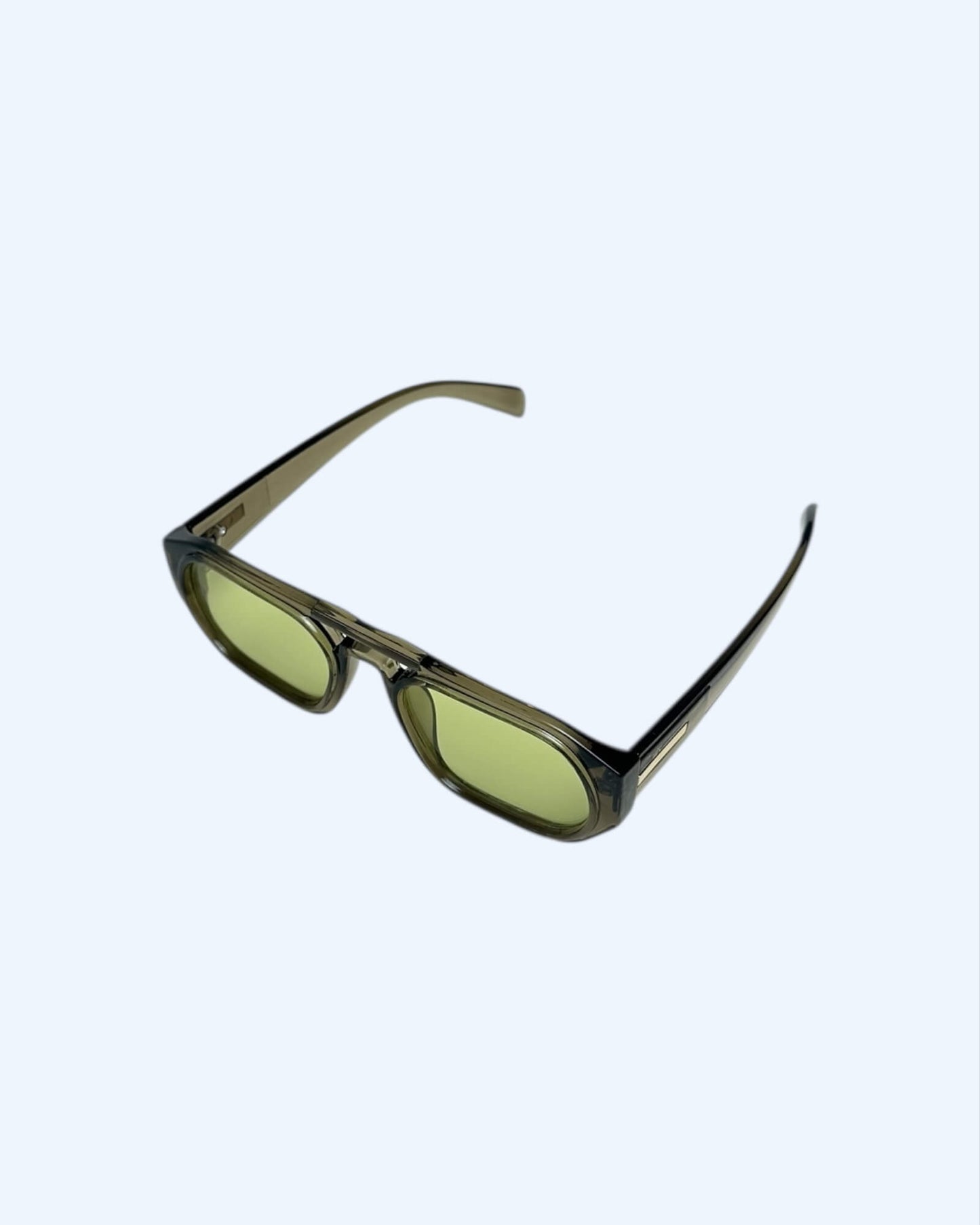 Lenny – Óculos Reto Oversized Transparente e Lentes Match Verde