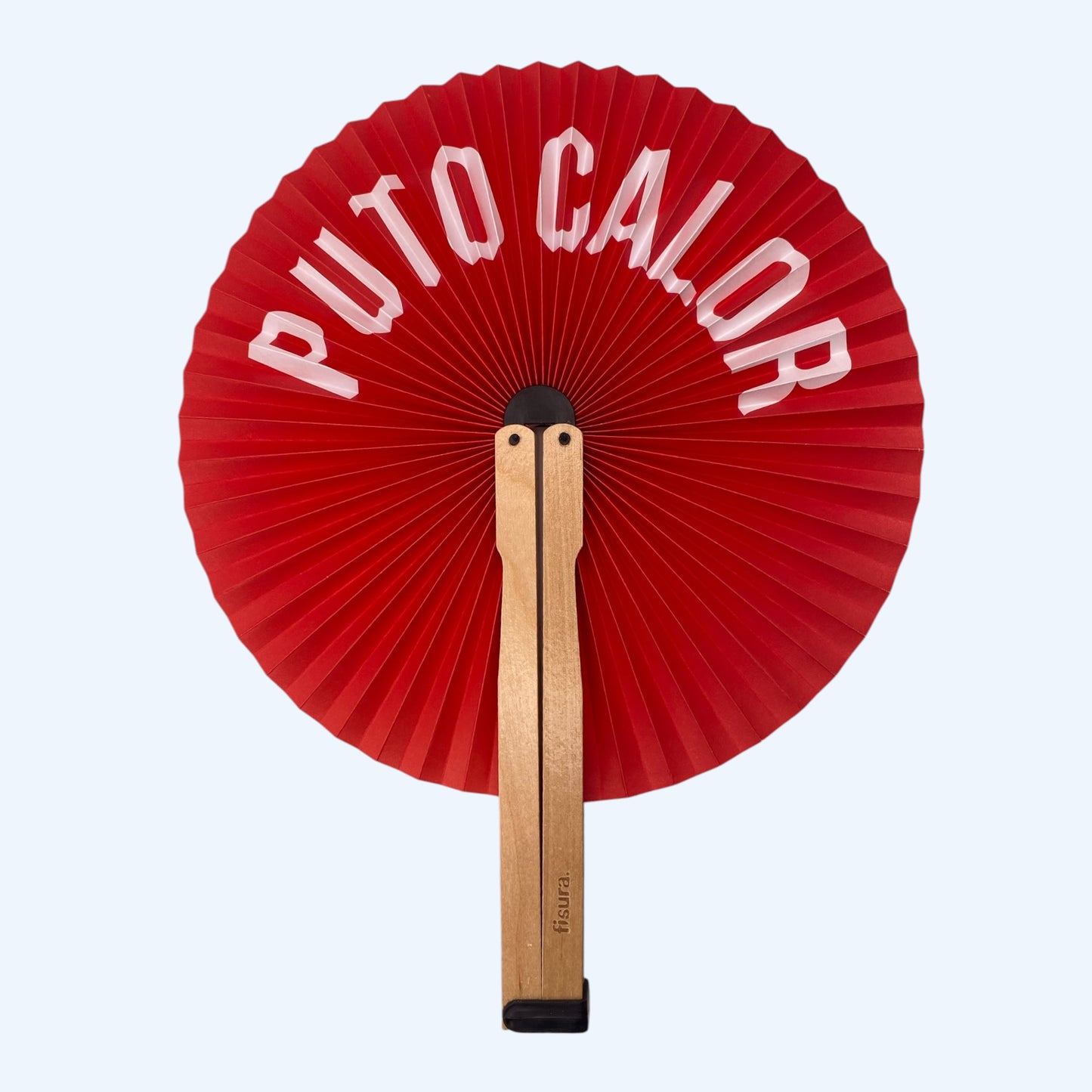 leque pai pai vermelho com frase "PUTO CALOR". Leque para o verão, festas, cerimónias, sunsets e festivais.