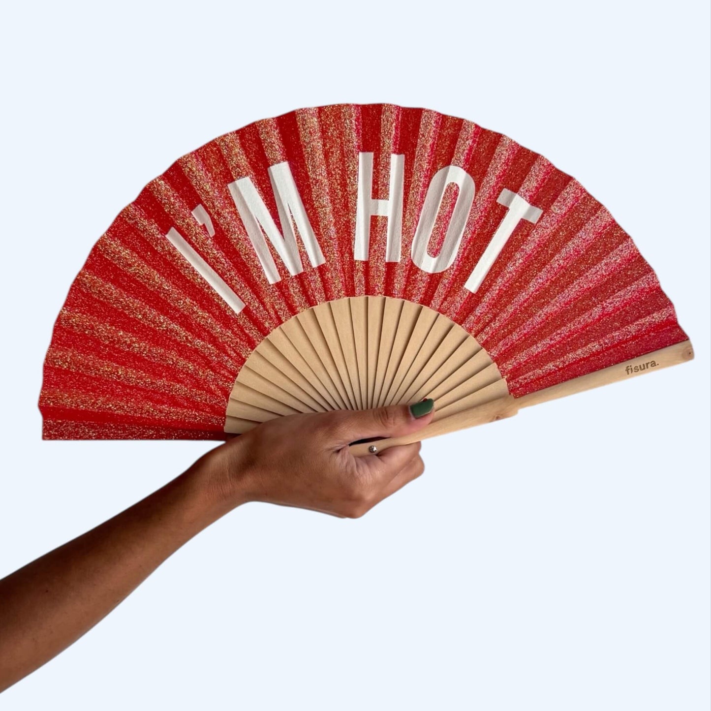 RED GLITTER FAN "I'M HOT" crack