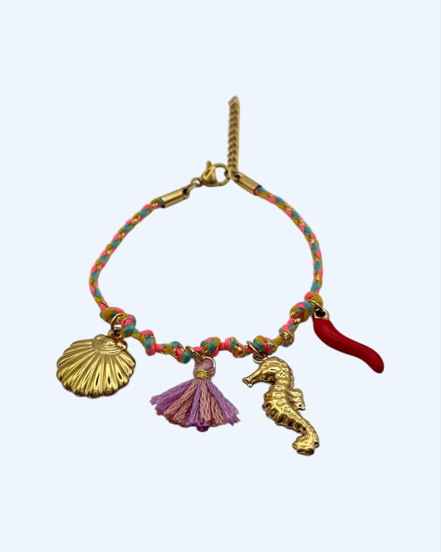 PULSEIRA COLORIDA COM CHARMS DE VERÃO