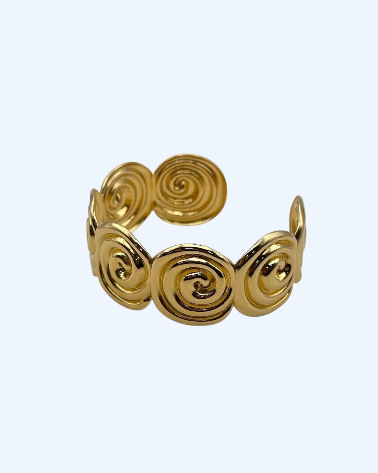 PULSEIRA RÍGIDA ESPIRAIS DOURADA OU PRATEADA EM AÇO