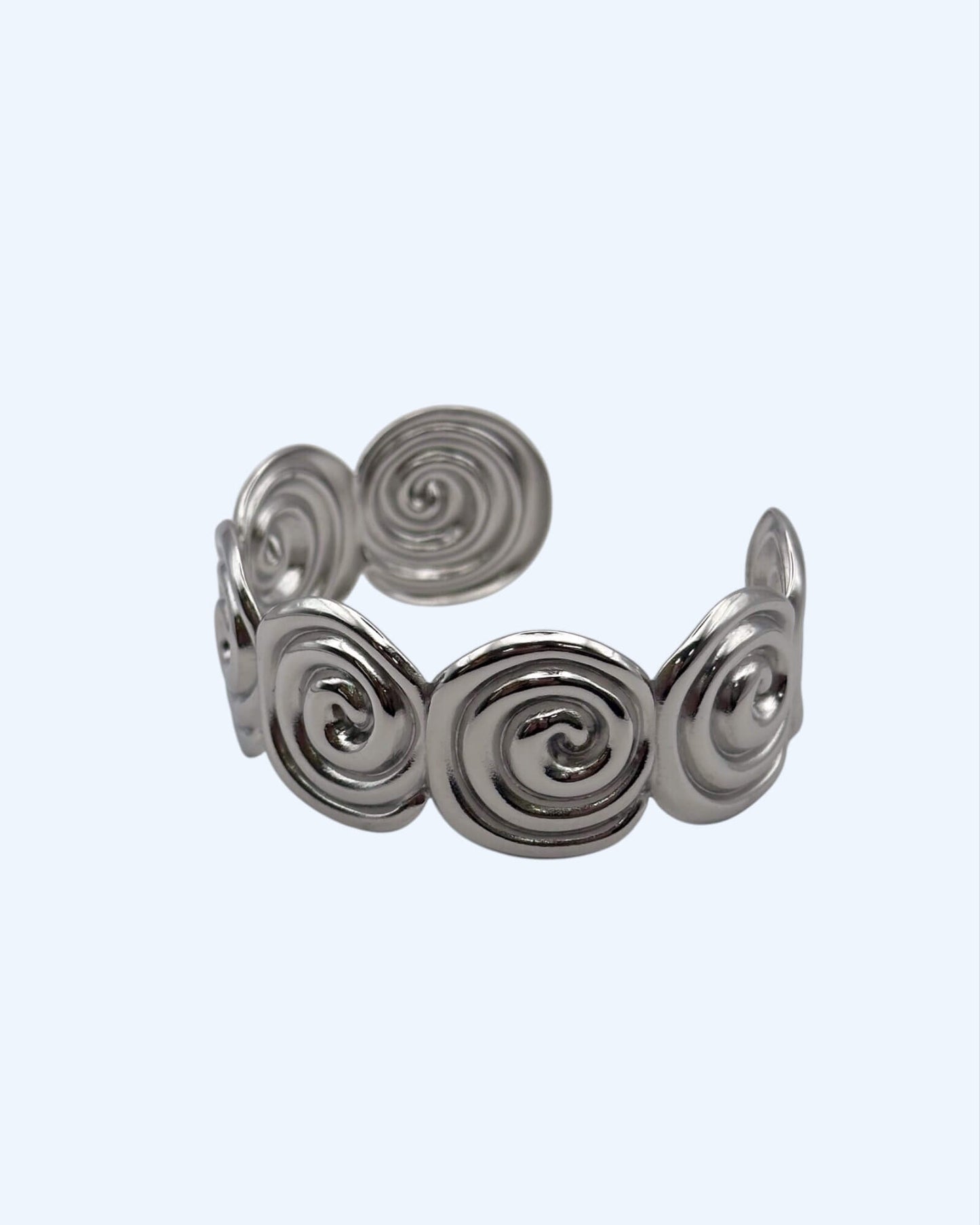 PULSEIRA RÍGIDA ESPIRAIS DOURADA OU PRATEADA EM AÇO