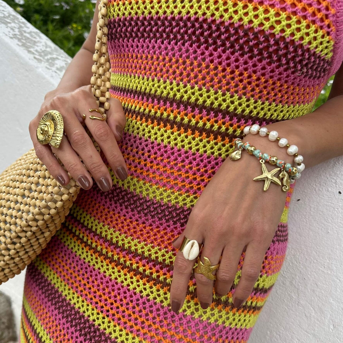 PULSEIRA COM PENDENTES MARINHOS em aço inoxidável