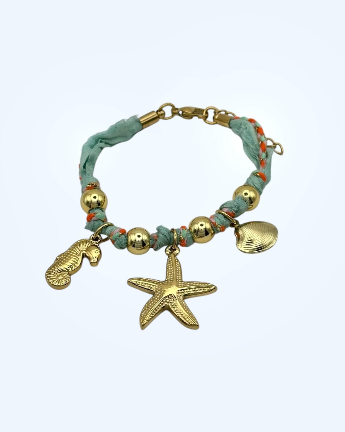 PULSEIRA COM PENDENTES MARINHOS em aço inoxidável