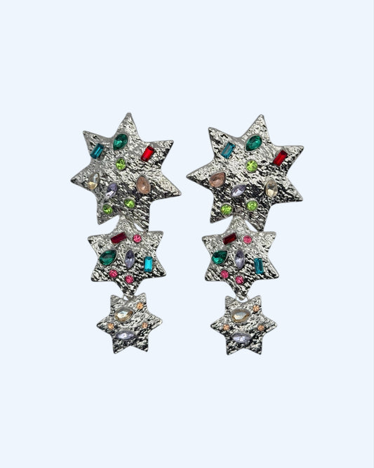 COSMIC - BRINCOS ESTRELAS MAXI PRATEADOS