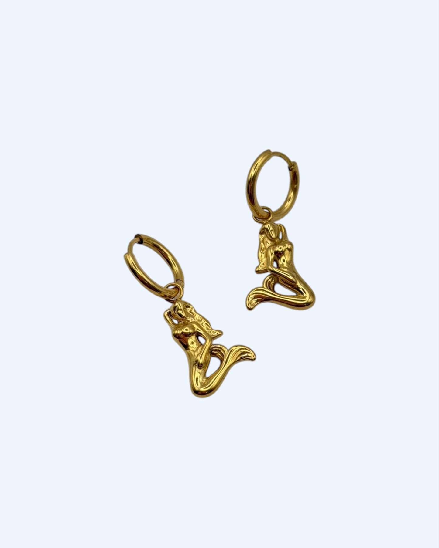 BRINCOS ARGOLA COM SEREIA  EM AÇO INOXIDÁVEL