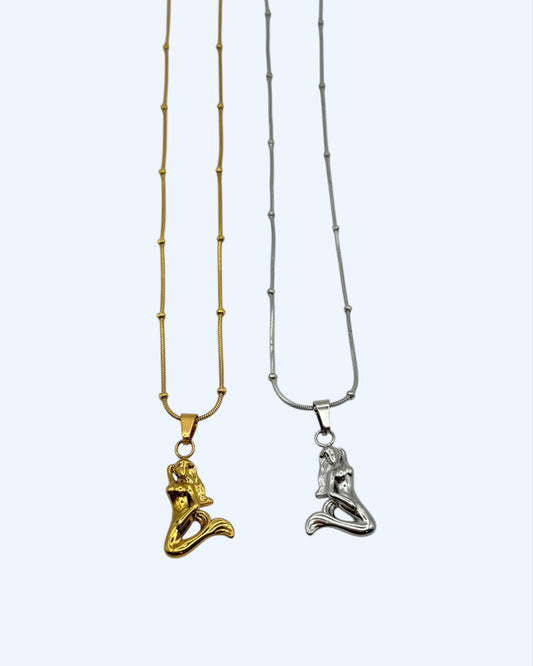 COLAR CORRENTE COM SEREIA  EM AÇO INOXIDÁVEL