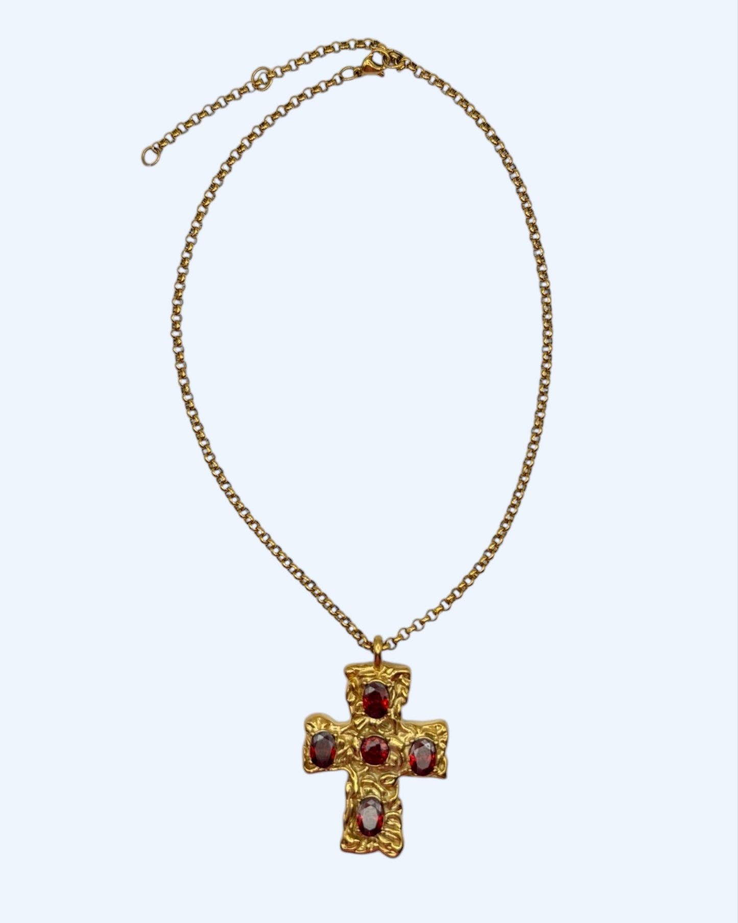 COLAR OU CHOKER CORRENTE COM CRUZ BARROCA COM PEDRAS