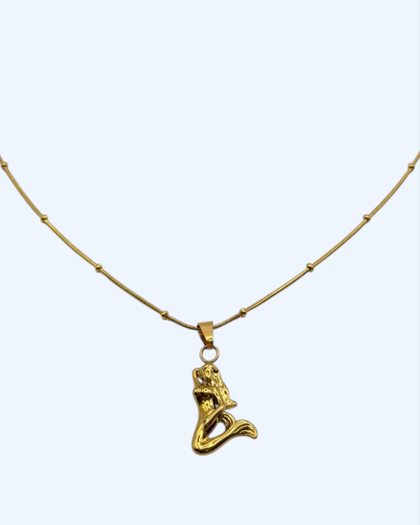 COLAR CORRENTE COM SEREIA  EM AÇO INOXIDÁVEL