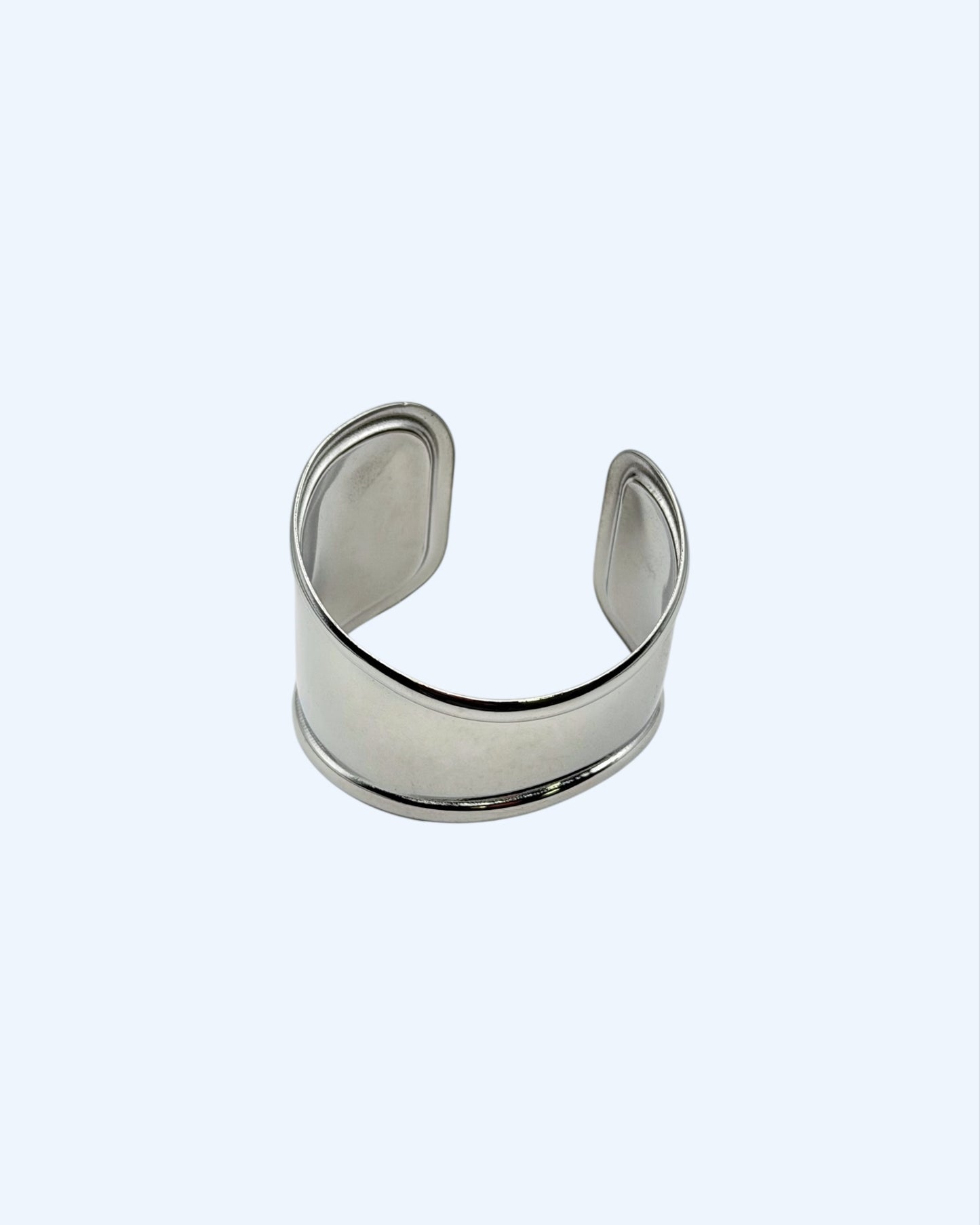 DRIFT - PULSEIRA BRACELETE CUFF MINIMAL PRATEADA EM AÇO INOXIDÁVEL AJUSTÁVEL
