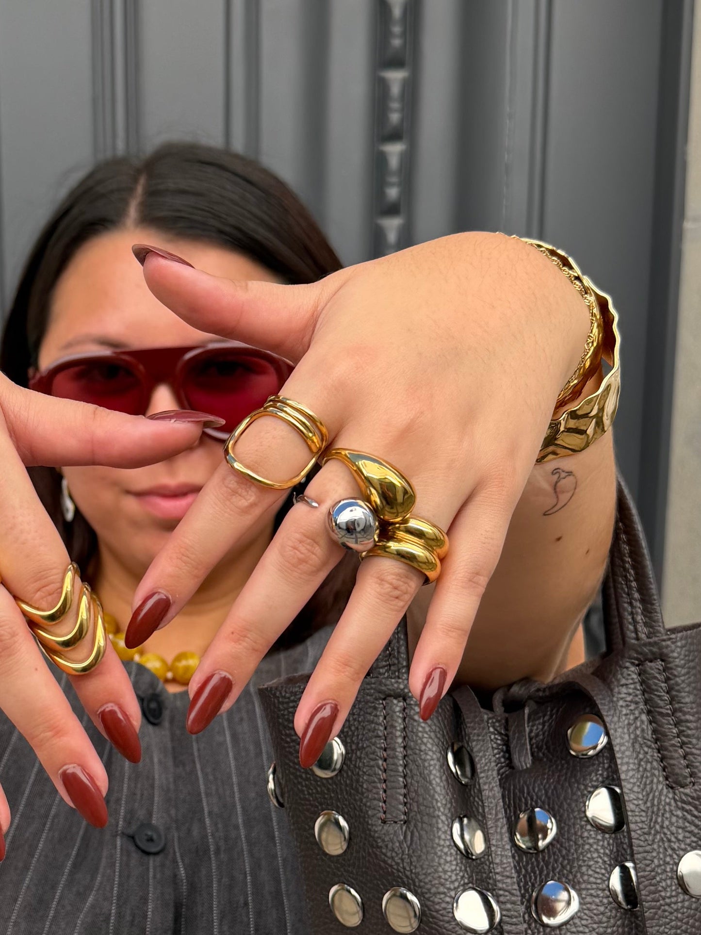 ANEL CHUNKY GOTA MINIMAL EM AÇO INOXIDÁVEL