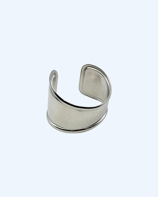 DRIFT - PULSEIRA BRACELETE CUFF MINIMAL PRATEADA EM AÇO INOXIDÁVEL AJUSTÁVEL
