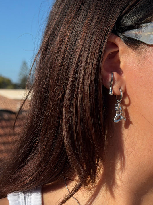 HOOP EARRINGS WITH MERMAID IN STAINLESS STEEL