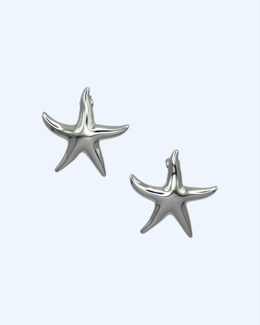 BRINCOS ESTRELA PRATEADOS EM AÇO INOXIDÁVEL