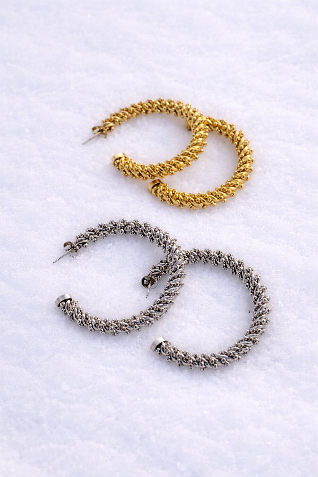 PENDIENTES DE ARO VINTAGE GRANDES DE ACERO INOXIDABLE