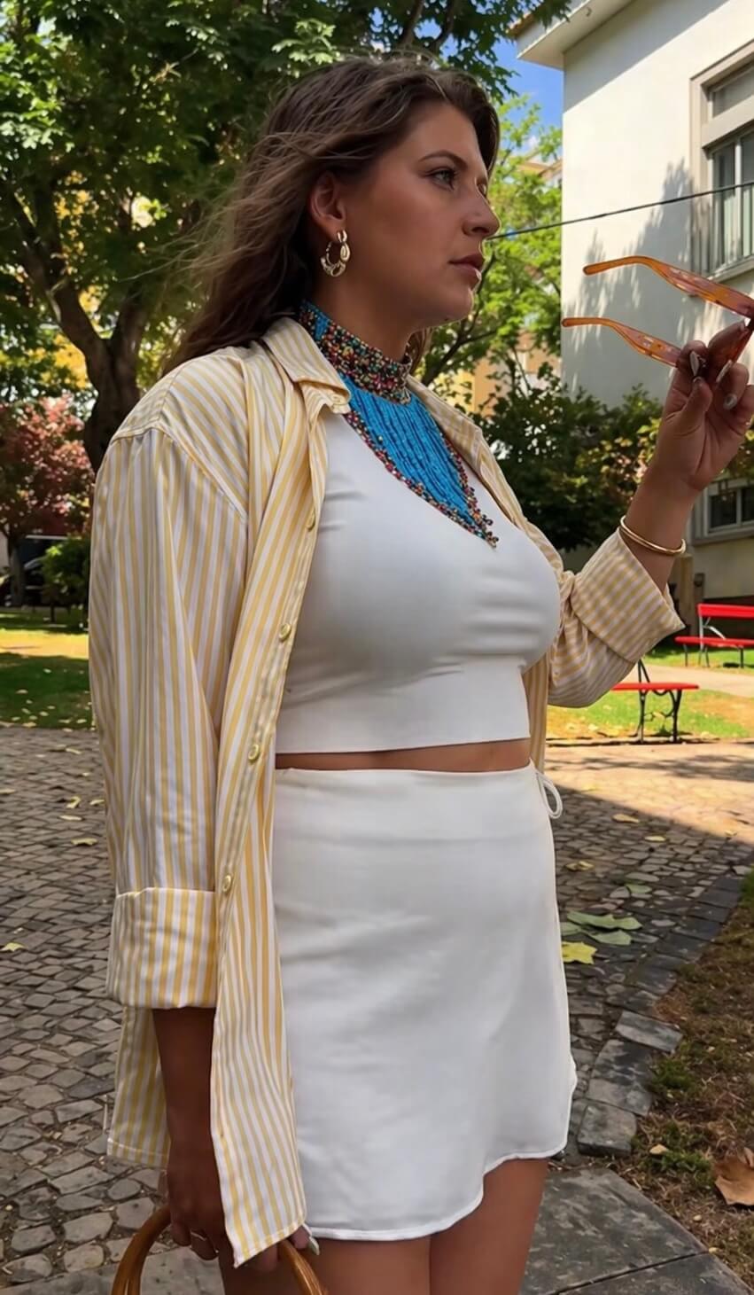 CHOKER DE CUENTAS TURQUESA CON FLECOS