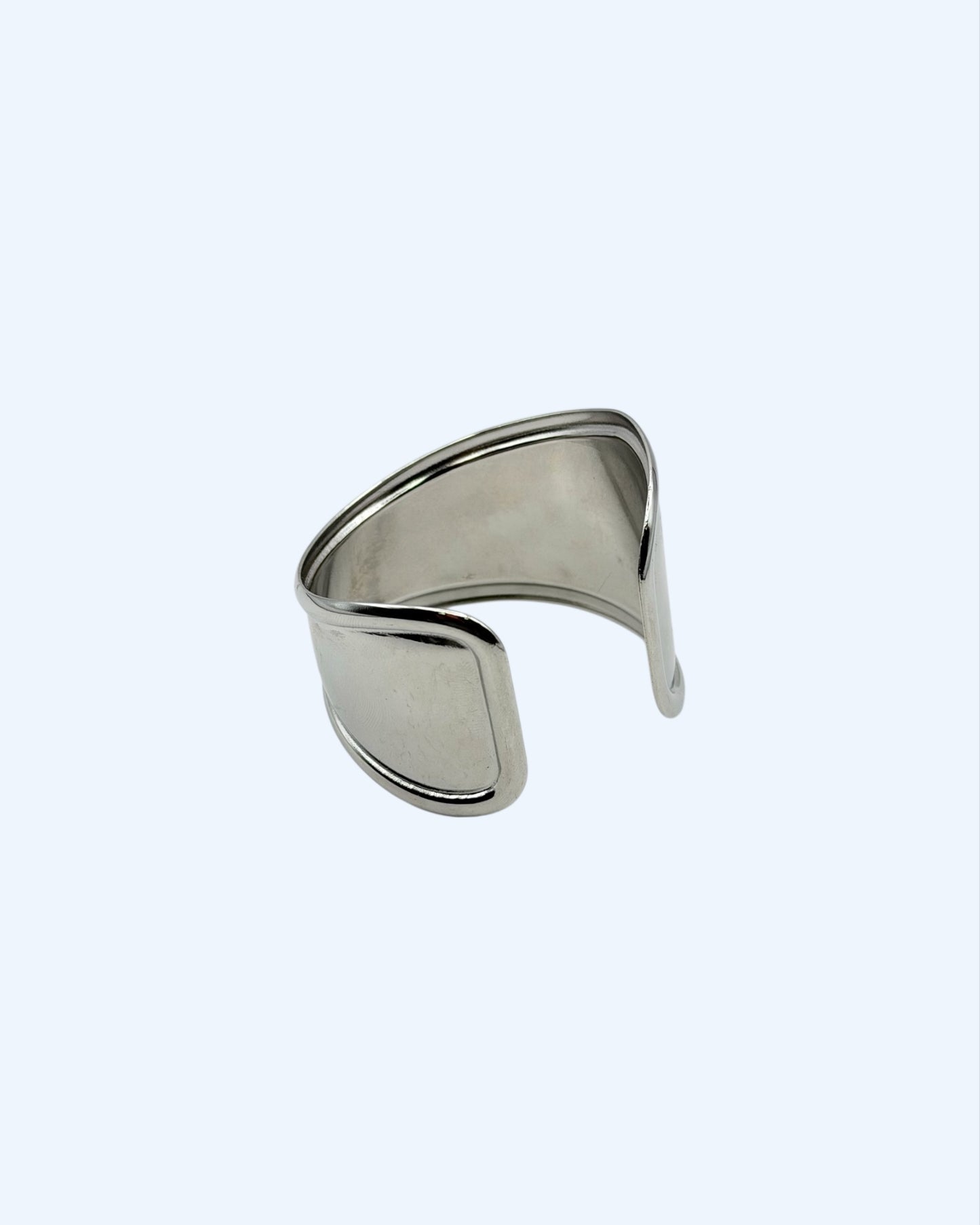 DRIFT - PULSEIRA BRACELETE CUFF MINIMAL PRATEADA EM AÇO INOXIDÁVEL AJUSTÁVEL