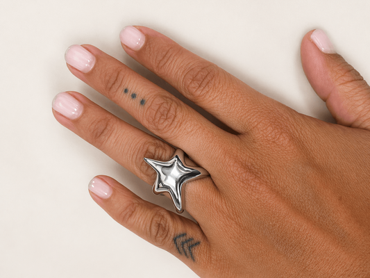 CHUNKY STAR STAINLESS STEEL RING