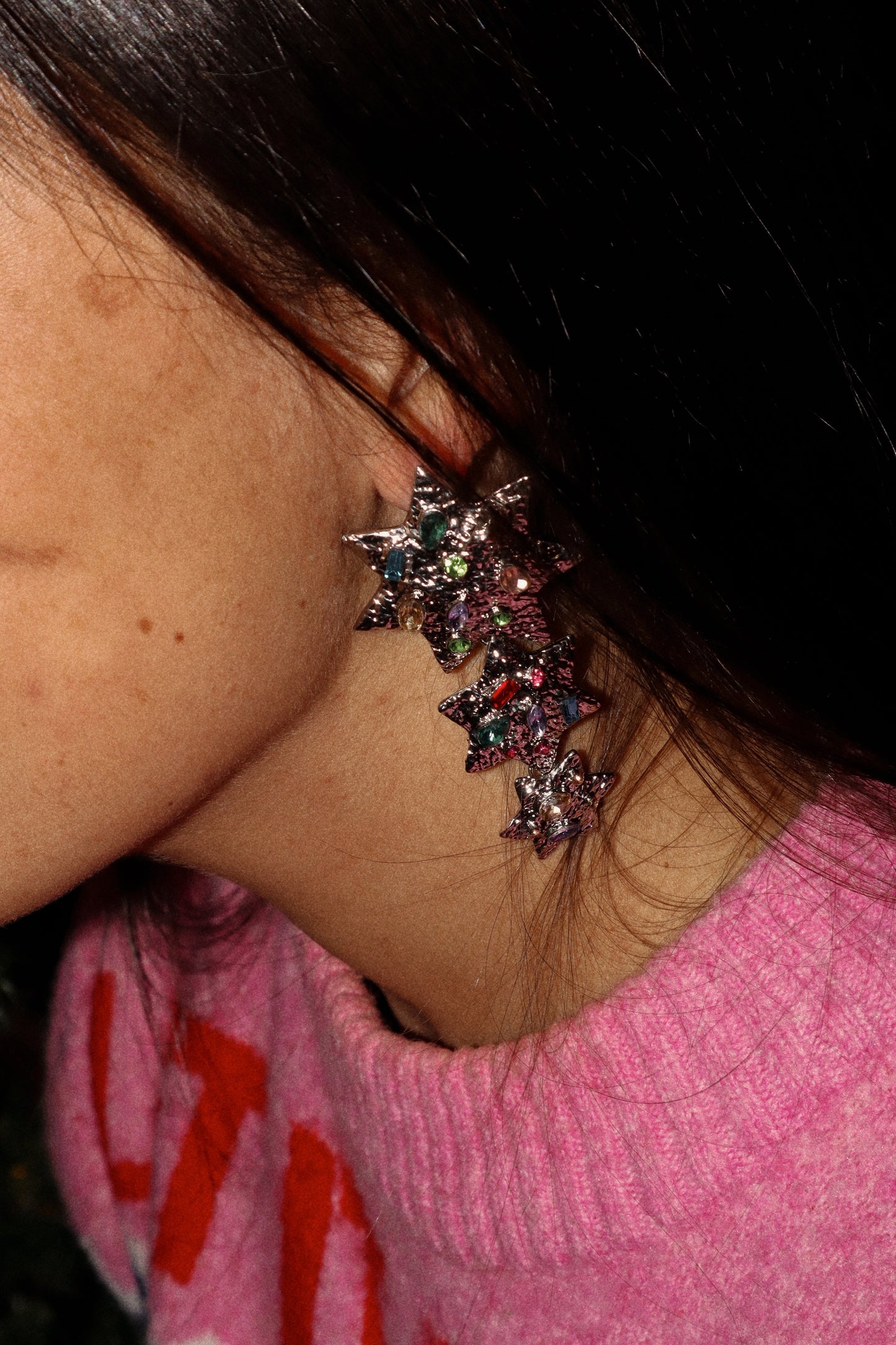 COSMIC - BRINCOS ESTRELAS MAXI PRATEADOS