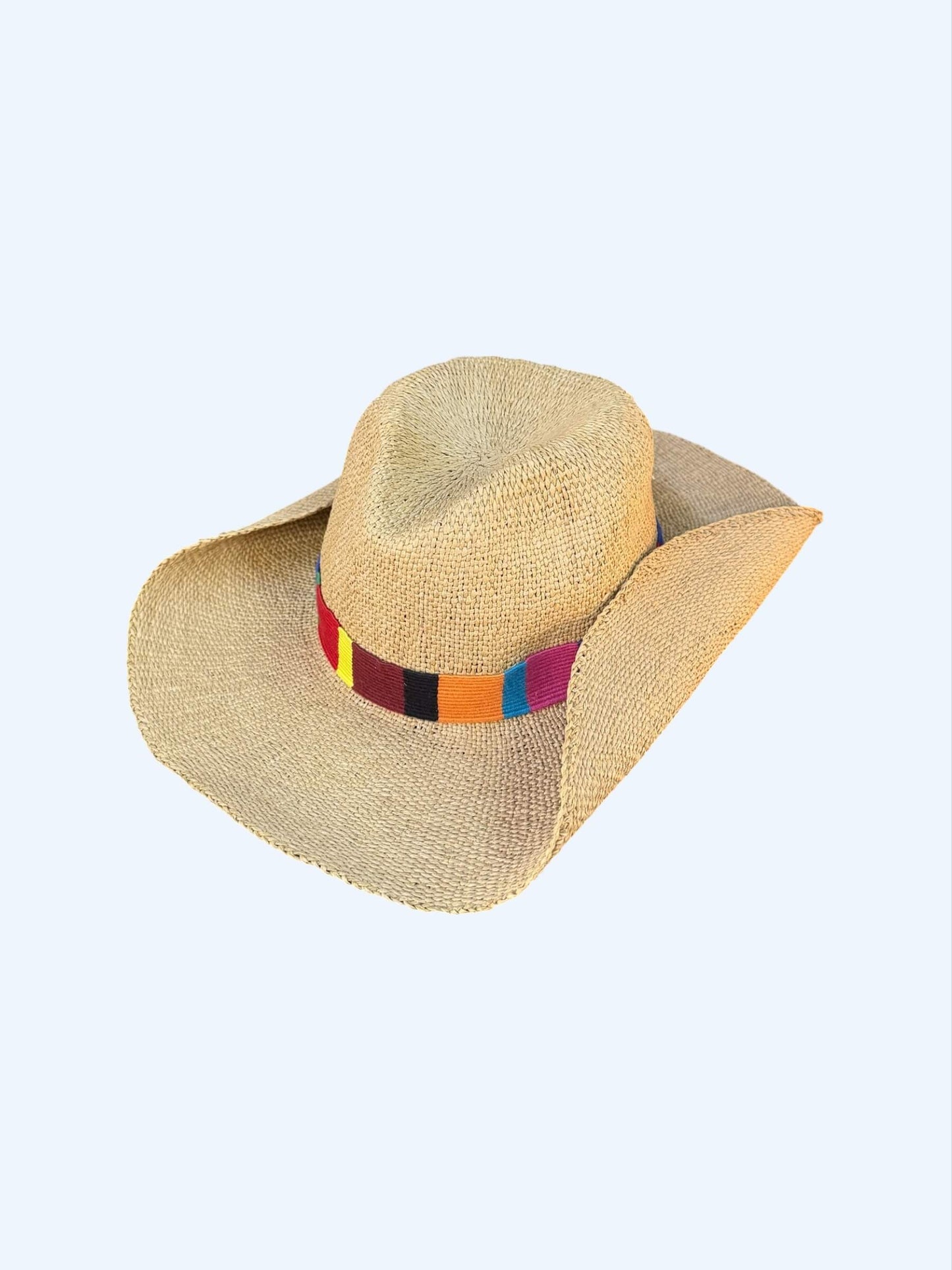 SOMBRERO VAQUERO DE PAJA DE PAPEL CON CINTA DE COLORES