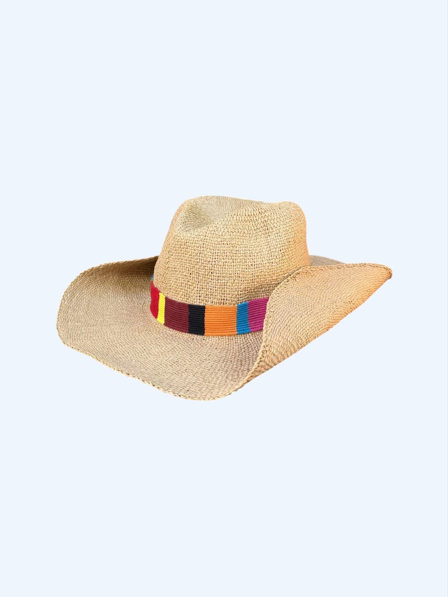 SOMBRERO VAQUERO DE PAJA DE PAPEL CON CINTA DE COLORES