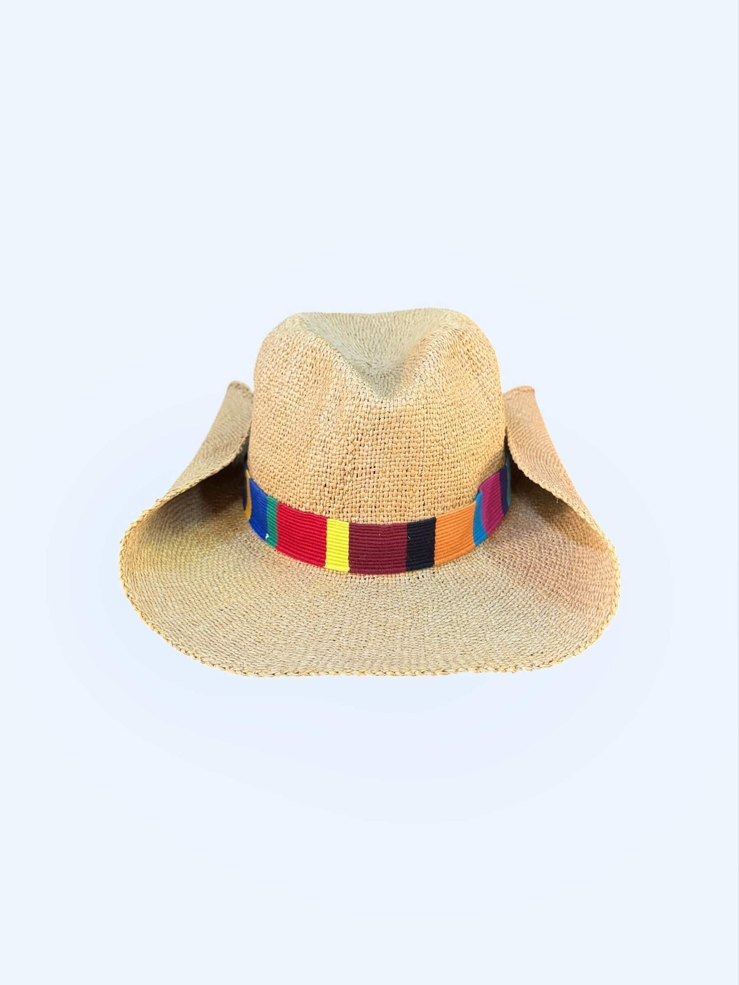 SOMBRERO VAQUERO DE PAJA DE PAPEL CON CINTA DE COLORES