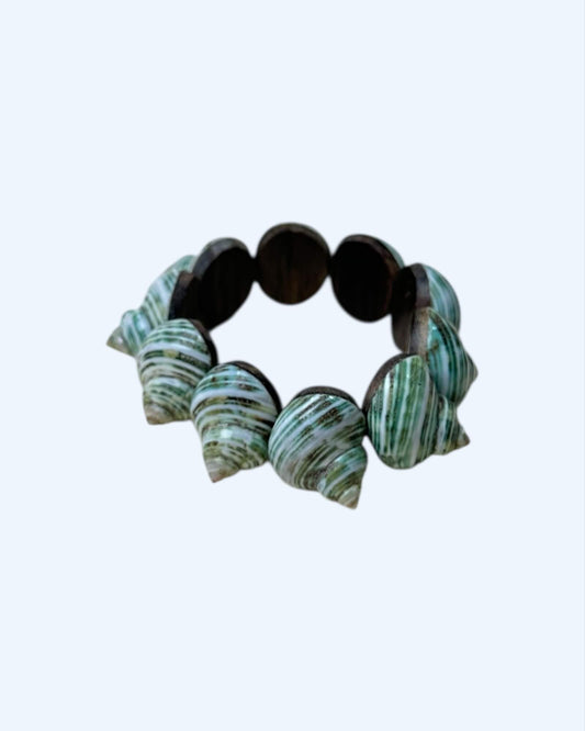 PULSEIRA BÚZIOS NATURAIS VERDE-MARMOREADO