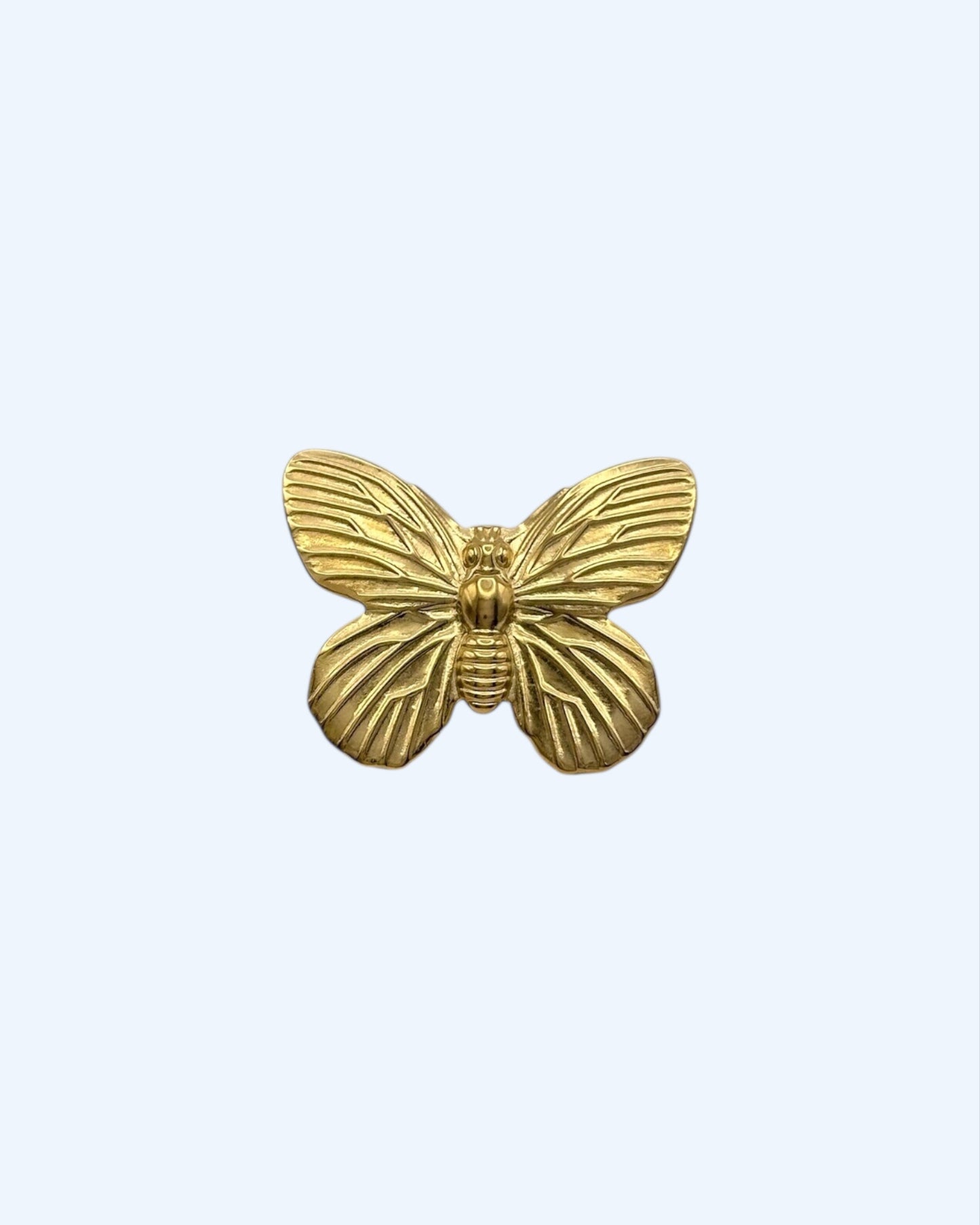 ANEL BORBOLETA GRANDE EM AÇO DOURADO