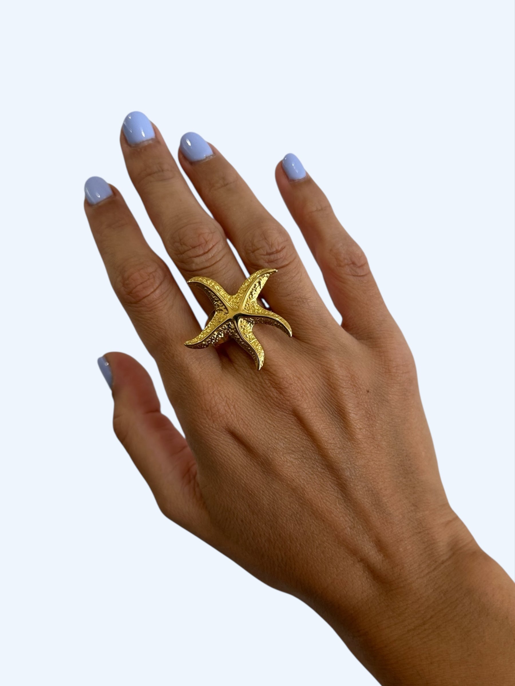 ANEL DOURADO COM ESTRELA DO EM AÇO INOXIDÁVEL AJUSTÁVEL